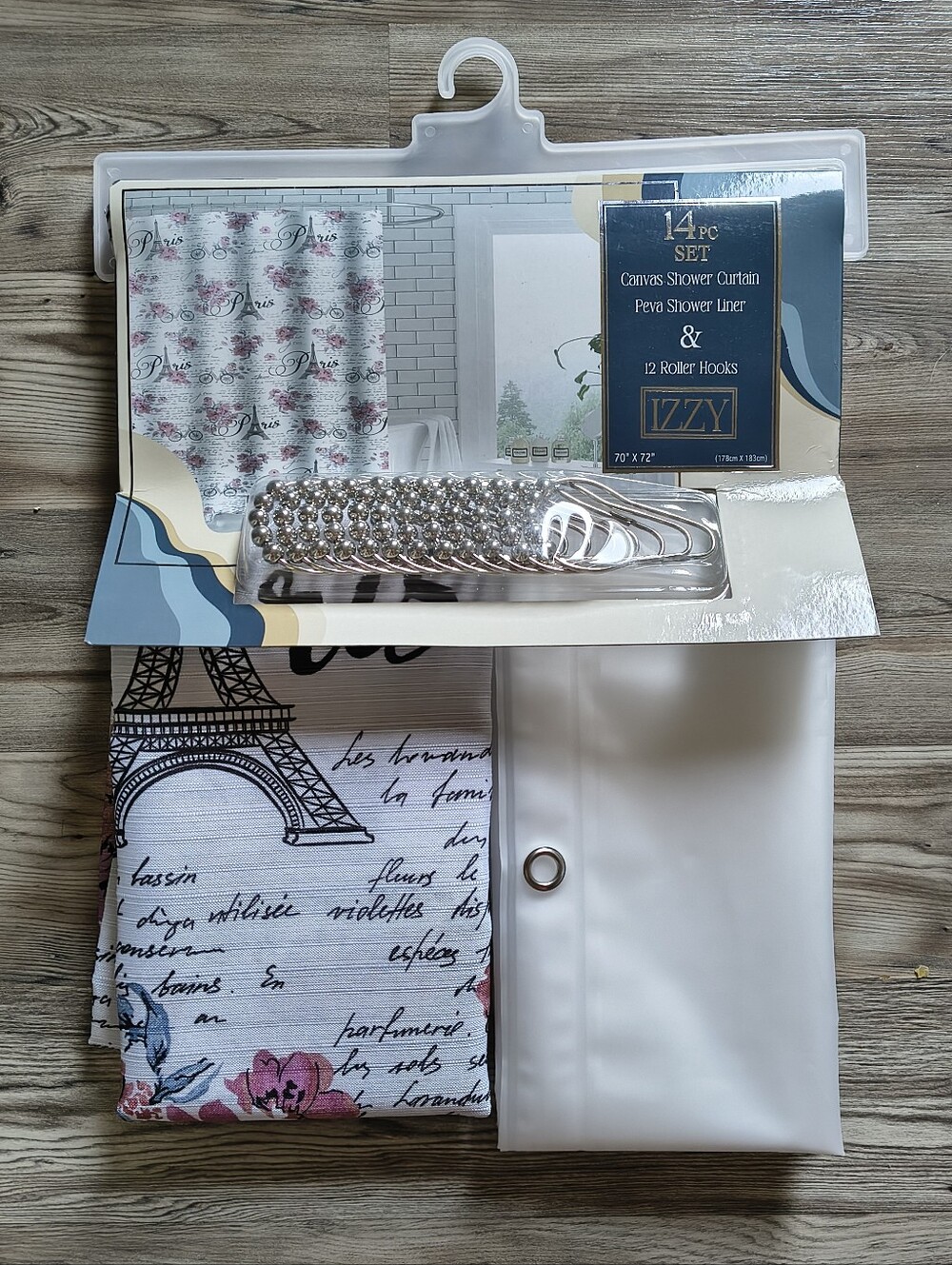 Paris Theme Shower Curtain Set 70" X 72"